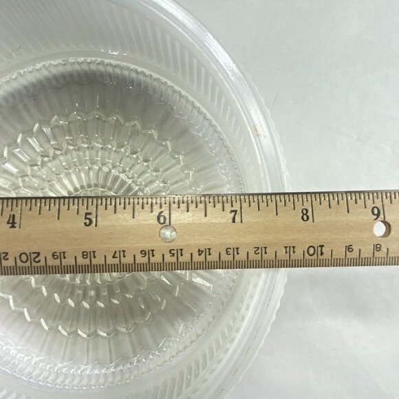 Vintage Ribbed Glass Drum Shade White Clear 7.5 inch Fitter - Picture 9 of 10